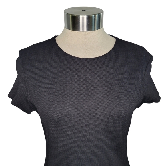 THEORY Black Jatinn K Oxford Knit Short Sleeve Sheath Dress Women's Size 00 - Picture 3 of 12